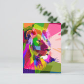Buntes prismatisches Pop-Art-Design mit Löwe Postkarte (Stehend Vorderseite)
