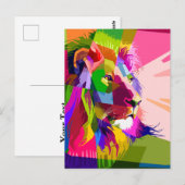 Buntes prismatisches Pop-Art-Design mit Löwe Postkarte (Vorne/Hinten)
