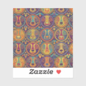 Buntes psychedelisches Katzen-Sticker  Aufkleber (Blatt)
