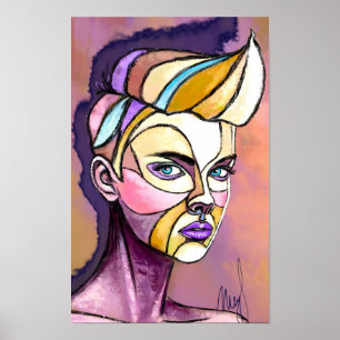 Buntes Punk-Frauen-Poster Poster