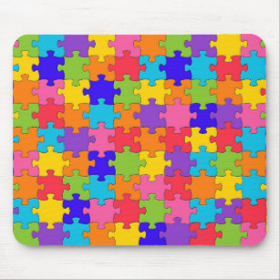Buntes Puzzle bessert glücklichen Puzzler aus Mousepad