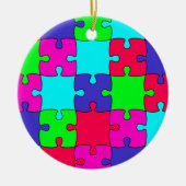 Buntes Puzzle Keramik Ornament (Vorne)