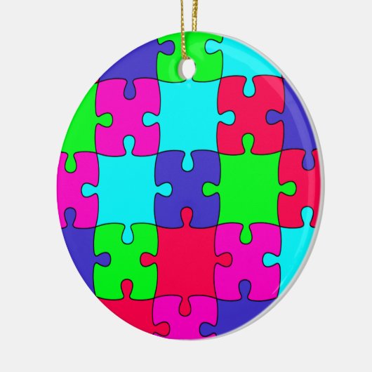 Buntes Puzzle Keramik Ornament (Links)