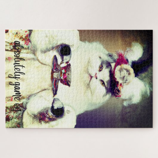 buntes Puzzle mit Katz & Tasse Tee (Horizontal)