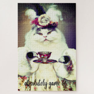 buntes Puzzle mit Katz & Tasse Tee