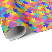 Buntes Puzzle-Muster Geschenkpapier (Rolleneckpunkt)