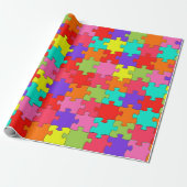Buntes Puzzle-Muster Geschenkpapier (Ungerollt)