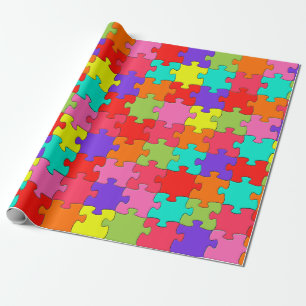 Buntes Puzzle-Muster Geschenkpapier
