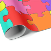 Buntes Puzzle-Muster Geschenkpapier (Rolleneckpunkt)