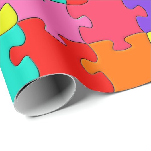 Buntes Puzzle-Muster Geschenkpapier (Rolleneckpunkt)
