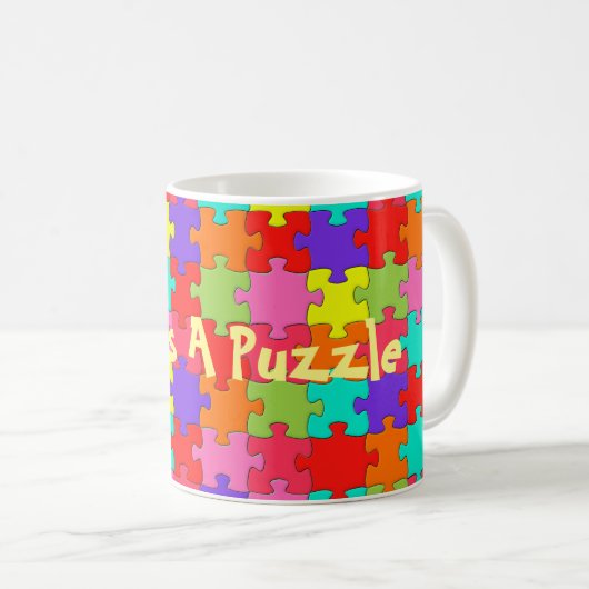 Buntes Puzzle-Muster Kaffeetasse (VorderseiteRechts)