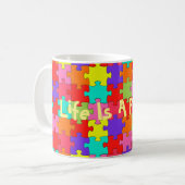 Buntes Puzzle-Muster Kaffeetasse (Vorderseite Links)