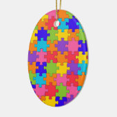 Buntes Puzzle-Muster Keramik Ornament (Links)