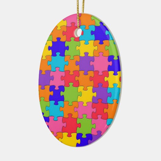 Buntes Puzzle-Muster Keramik Ornament (Links)