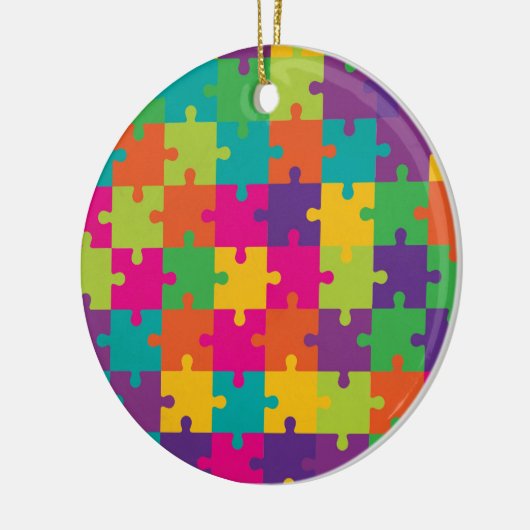 Buntes Puzzle-Muster Keramik Ornament (Links)