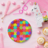 Buntes Puzzle-Muster Pappteller (Party)