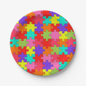 Buntes Puzzle-Muster Pappteller (Vorderseite)