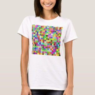 Buntes Puzzle-Muster T-Shirt