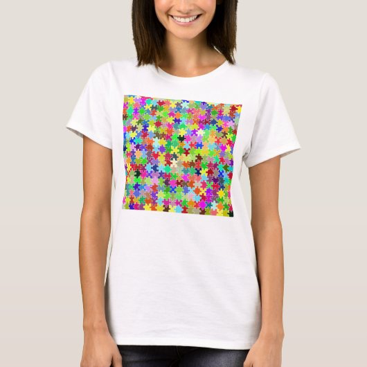 Buntes Puzzle-Muster T-Shirt (Vorderseite)