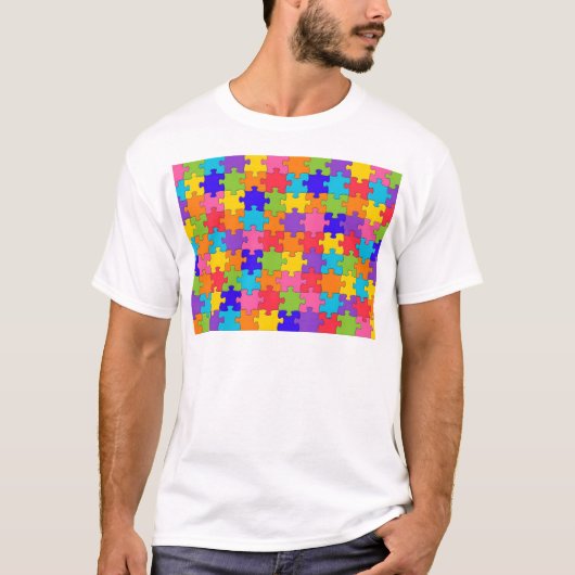 Buntes Puzzle-Muster T-Shirt (Vorderseite)