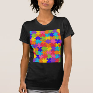 Buntes Puzzle-Muster T-Shirt
