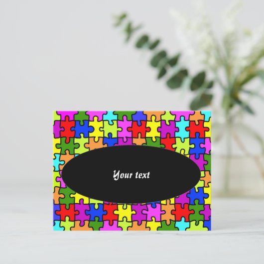 'Buntes Puzzle' Postkarte (Stehend Vorderseite)
