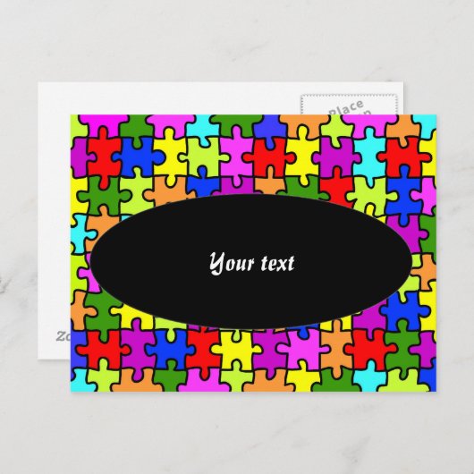 'Buntes Puzzle' Postkarte (Vorne/Hinten)