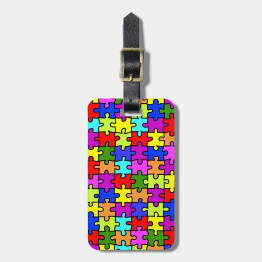 Buntes Puzzlemuster des Regenbogens Gepäckanhänger (Vorderseite vertikal)
