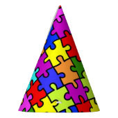 Buntes Puzzlemuster des Regenbogens Partyhütchen (Links)
