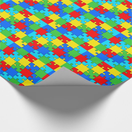 Buntes Puzzlemuster Geschenkpapier (Ecke)