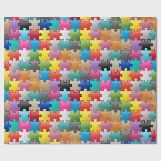 Buntes Puzzlespielmuster Geschenkpapier (Flach)