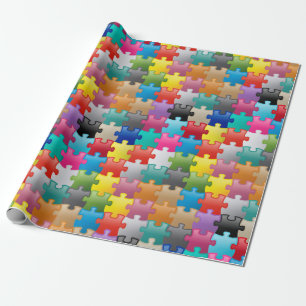 Buntes Puzzlespielmuster Geschenkpapier