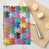 Buntes Puzzlespielmuster Geschirrtuch (Viertel Falte)