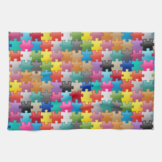 Buntes Puzzlespielmuster Geschirrtuch (Horizontal)