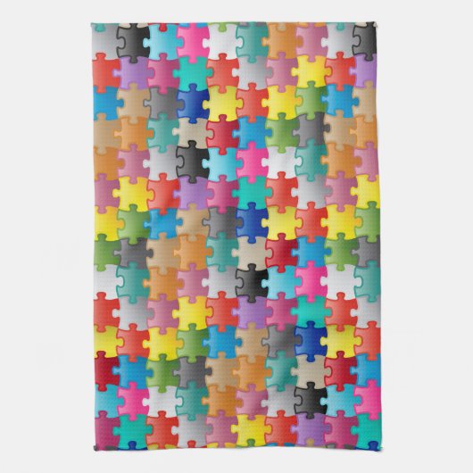 Buntes Puzzlespielmuster Geschirrtuch (Vertikal)