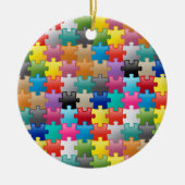Buntes Puzzlespielmuster Keramik Ornament (Vorne)