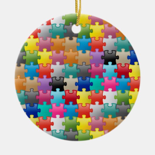 Buntes Puzzlespielmuster Keramik Ornament (Vorne)