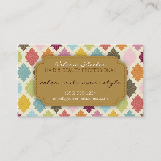 Buntes Quatrefoil Haar u. Schönheits-Kupon-Rabatt Rabattkarte (Vorderseite)