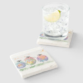 buntes Raubschafts-Tanzen Steinuntersetzer (Seitenansicht)