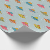 Buntes Raumschiff-Geschenkpapier Geschenkpapier (Ecke)