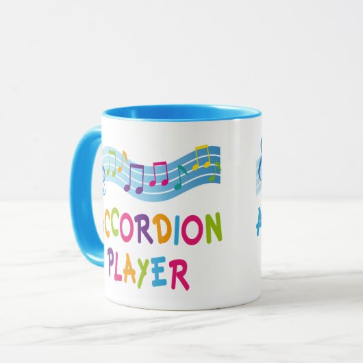 Buntes Regenbogen-Akkordeon-Spieler-Geschenk Tasse (Vorderseite Links)