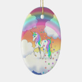 Buntes Regenbogen-Einhorn und Sterne Keramik Ornament (Rechts)