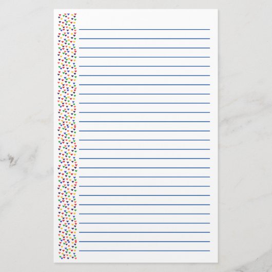 Buntes Regenbogen-Herz gezeichnete Briefpapier (Vorderseite)