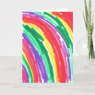 Buntes Regenbogen-Kinderkunstwerk Karte