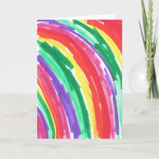 Buntes Regenbogen-Kinderkunstwerk Karte (Vorderseite)