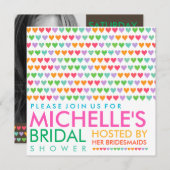 Buntes Regenbogen-Liebe-Herz-Brautparty laden ein Einladung (Vorne/Hinten)