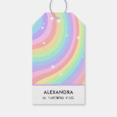 Buntes Regenbogen Mädchen 5. Geburtstag Geschenkanhänger (Rückseite)
