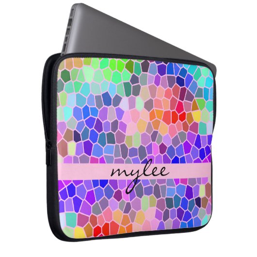 Buntes Regenbogen-Rosa-blaues abstraktes Funky Laptopschutzhülle (Vorne Rechts)