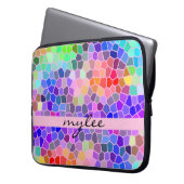 Buntes Regenbogen-Rosa-blaues abstraktes Funky Laptopschutzhülle (Vorderseite Links)