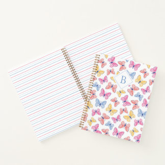 Buntes Regenbogen-Schmetterlinge-Monogramm Notizblock